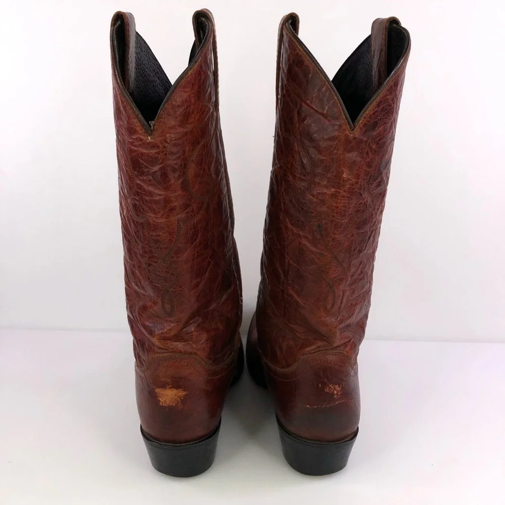 Diamond J by Justin Brown Leather Cowboy Western Boots Size 9D
